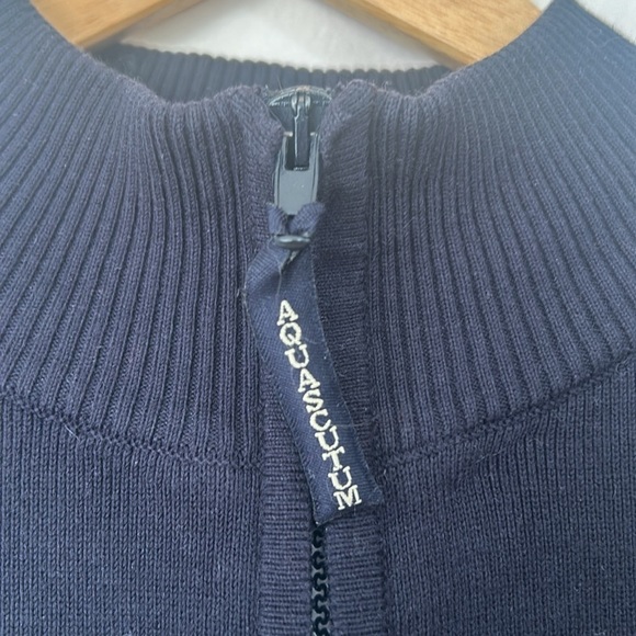 Aquascutum Vintage Vest Gilet Mens Small Navy Bodywarmer 100% Cotton - Picture 2 of 9